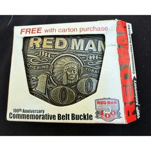 New Red Man Tobacco 100th Anniversary Belt Buckle With Box